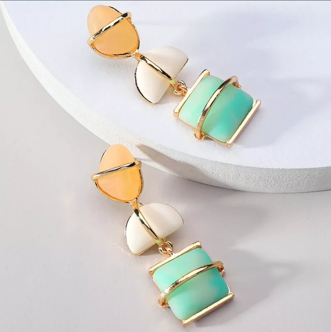 Natural Stone Geometric Earrings
